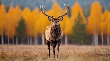 Majestic stag in autumnal landscape