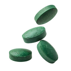 Green Supplement Pills isolated on transparent background