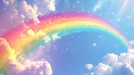 Vibrant rainbow scene filled with sparkles fluff and magic image