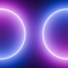 Neon Circles in Blue and Purple, Aligned Horizontally, Displaying Half of Each on a Dark Background.