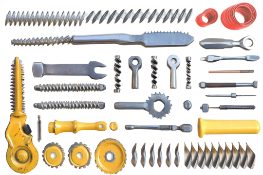Isolated Mechanical Tools Collection on Transparent Background - Powered by Adobe