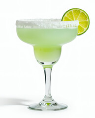 martini with lime on white background