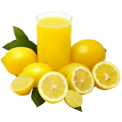 Isolated Transparent Lemon Juice in Glass Refreshing Citrus Fruit Drink