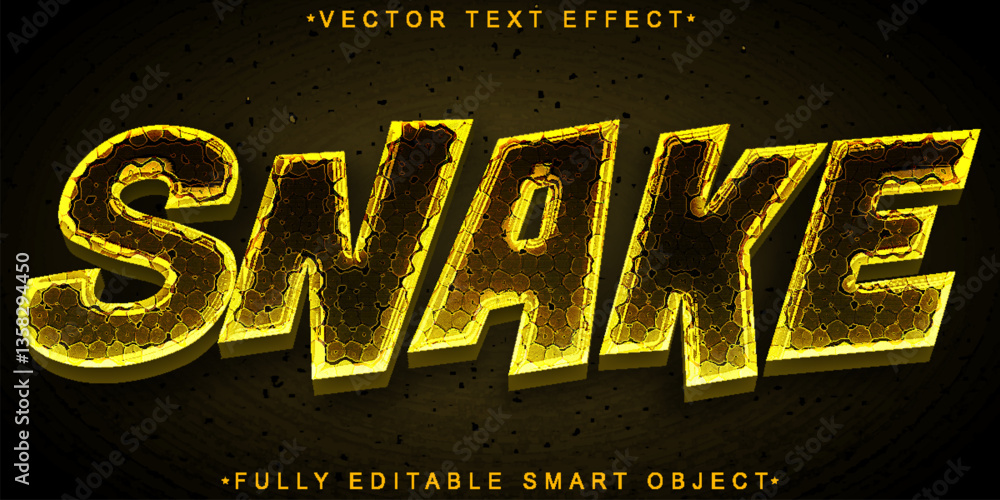 Poster yellow snake vector fully editable smart object text effect