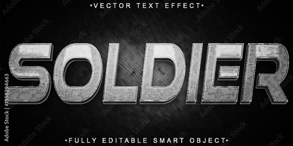 Poster army soldier vector fully editable smart object text effect