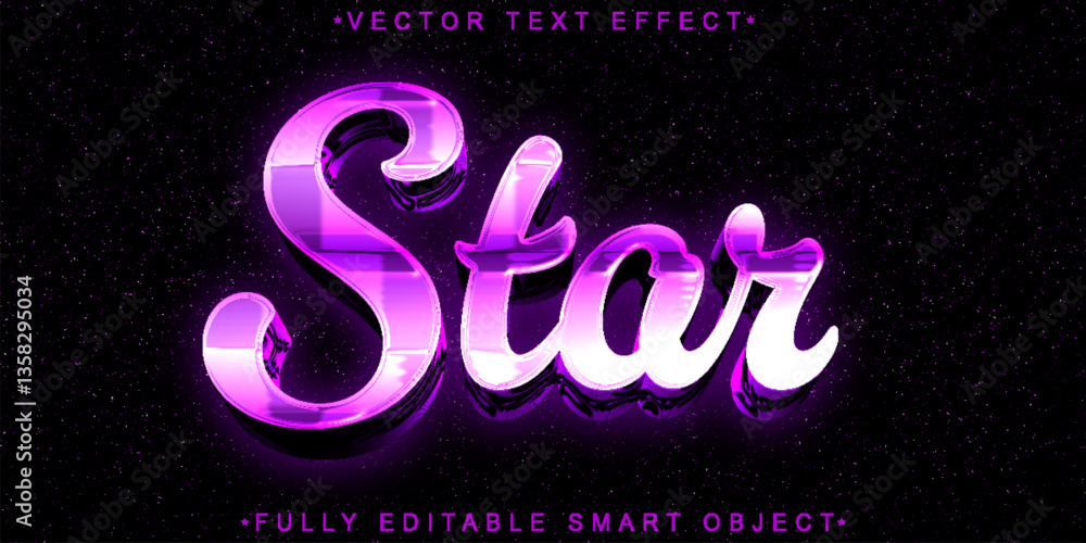 Poster purple star vector fully editable smart object text effect