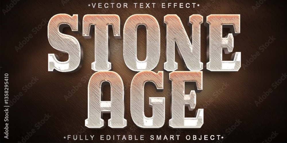 Poster brown stone age vector fully editable smart object text effect
