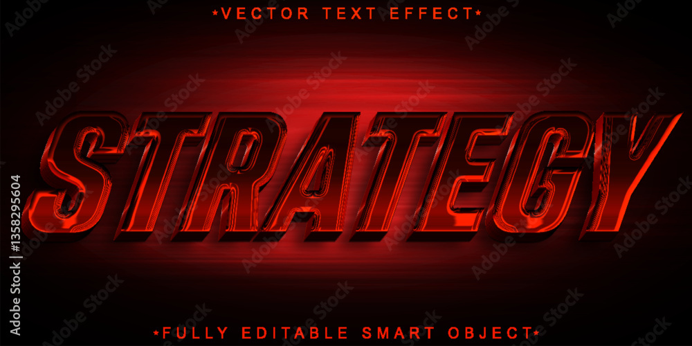 Poster red strategy vector fully editable smart object text effect