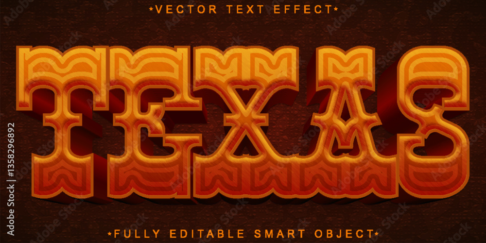 Aufkleber brown texas vector fully editable smart object text effect
