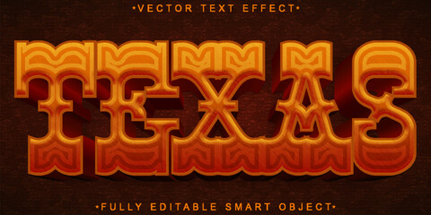 Fototapeta premium Brown Texas Vector Fully Editable Smart Object Text Effect
