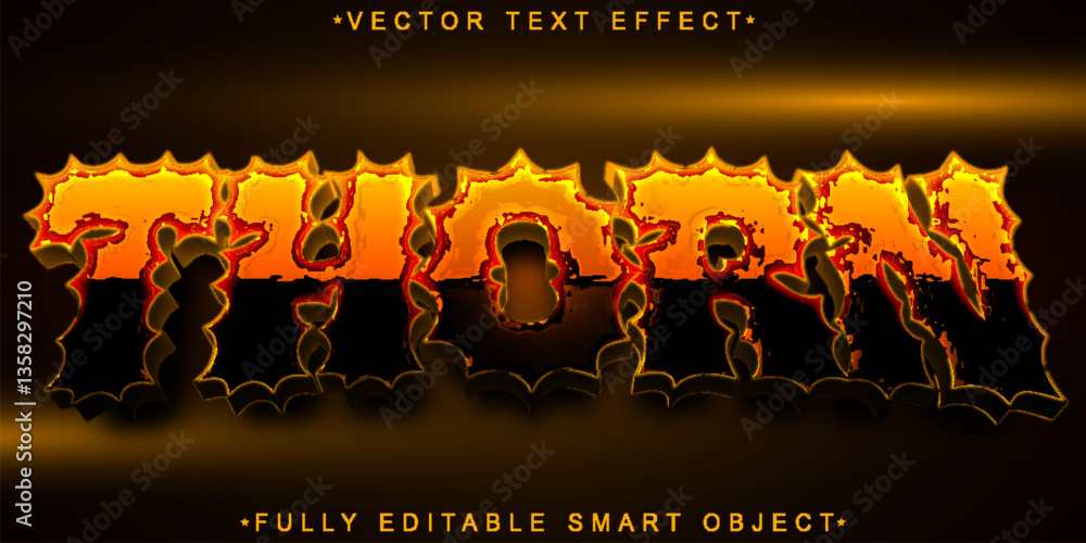 Poster thorn vector fully editable smart object text effect