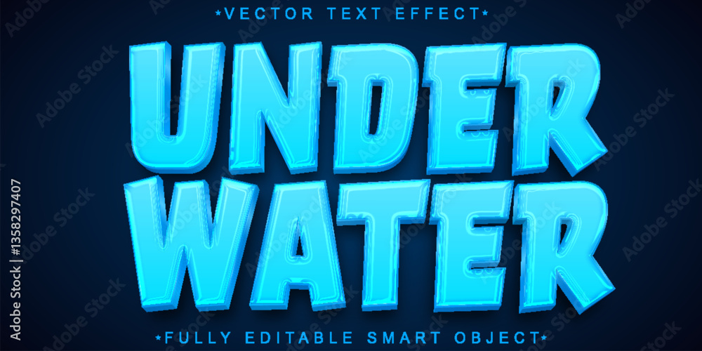 Poster under water vector fully editable smart object text effect
