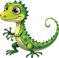 Fototapeta premium Cute cartoon lizard isolated on white background
