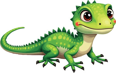 Fototapeta premium Cute cartoon lizard isolated on white background