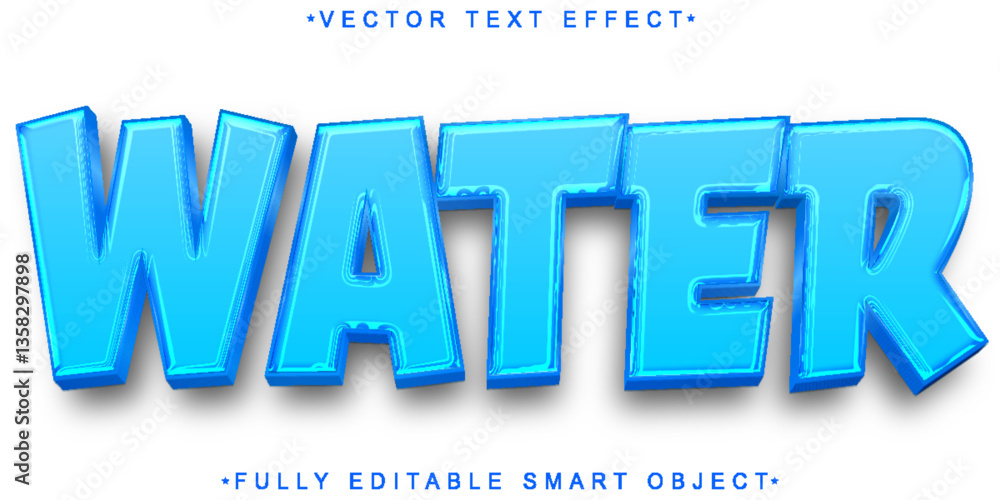 Poster cartoon water vector fully editable smart object text effect