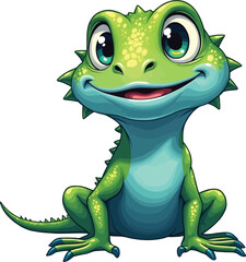 Fototapeta premium Cute cartoon lizard isolated on white background