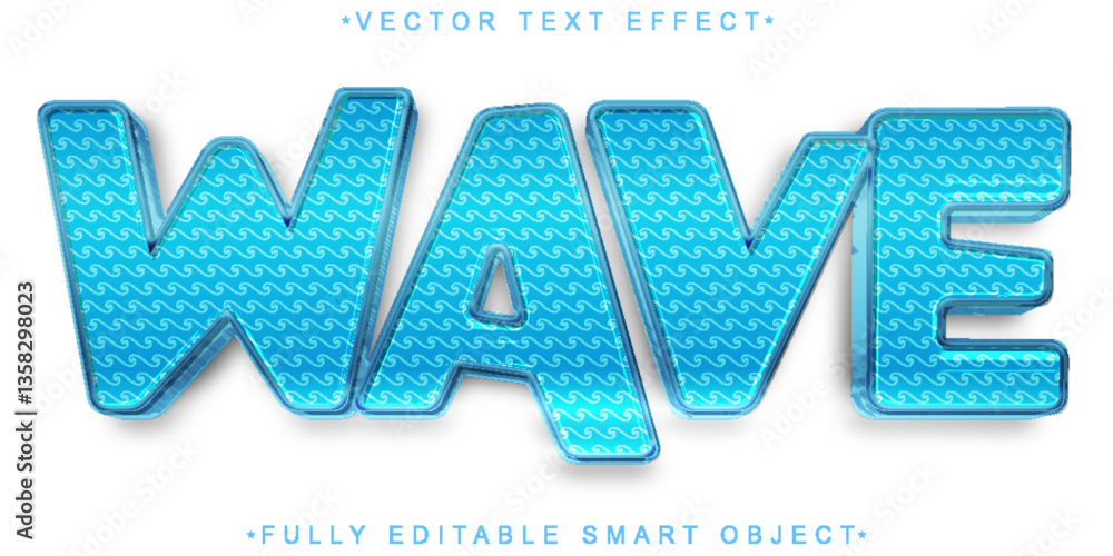 Aufkleber cartoon blue wave vector fully editable smart object text effect