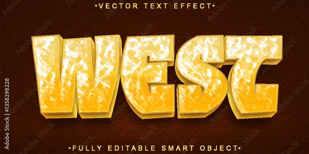 Poster brown wooden worn west vector fully editable smart object text effect