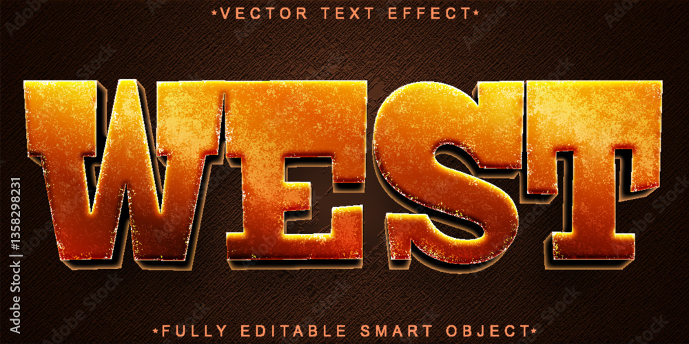Poster brown wooden worn west vector fully editable smart object text effect