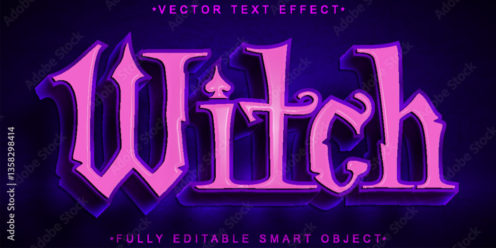 Poster magical witch vector fully editable smart object text effect