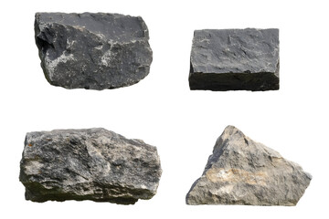 Isolated Rock Textures Four Gray Stones Rough Natural Materials