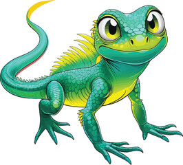 Fototapeta premium Cute cartoon lizard isolated on white background