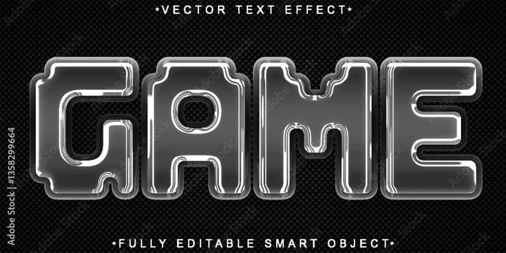 Poster Silver Robotic Game Vector Fully Editable Smart Object Text Effect