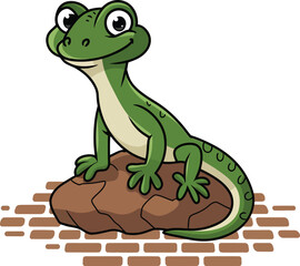 Obraz premium Cute cartoon lizard isolated on white background