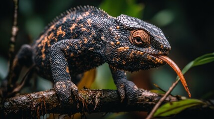 Fototapeta premium Close-up of a chameleon on a branch