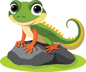 Obraz premium Cute cartoon lizard isolated on white background