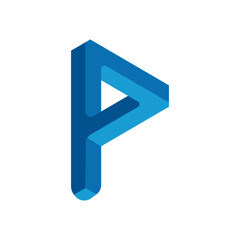 3d blue letter p