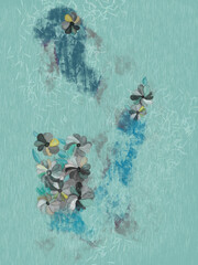 Modern Floral Geometric Abstract Wall Art with Vibrant Texture Backgrounds 