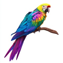 Obraz premium Animals Parrot Overview Perched Vibrant Feathers Branch