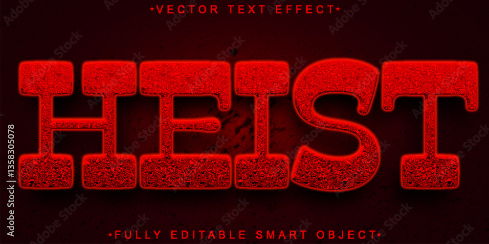 Poster red heist vector fully editable smart object text effect