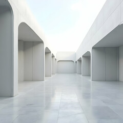 Obraz premium corridor with columns and windows made with pure white fine marble