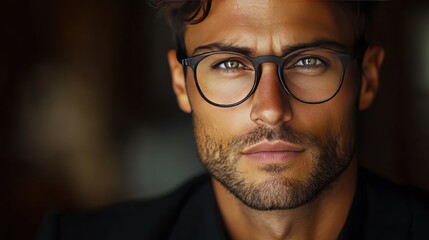 Portrait of a Handsome Man with Glasses