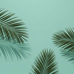 Obraz premium Selective focus. a natural and artistic contrast between light and shadow, Abstract of tropical palm leaves casting intricate shadows on a wall, 