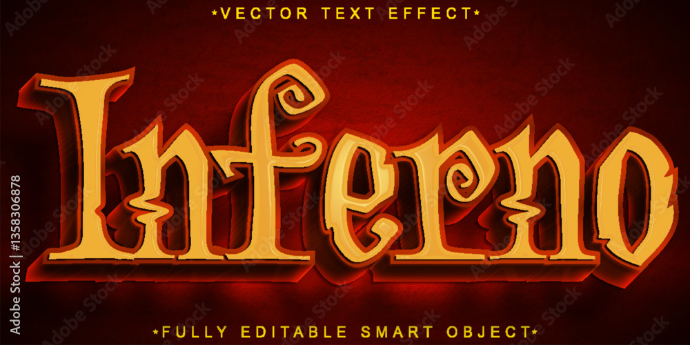Poster fire inferno vector fully editable smart object text effect