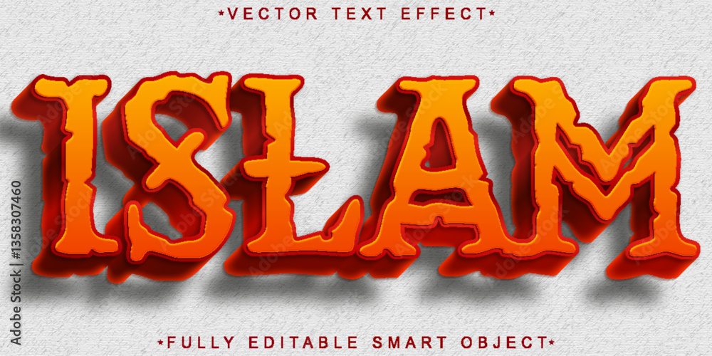 Poster orange islam vector fully editable smart object text effect