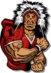 muscular indian chief wearing football jersey for school, college or league sports