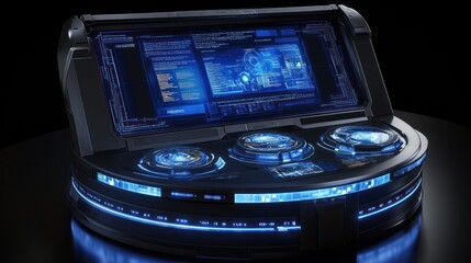 Obraz premium Futuristic portable device with interactive displays