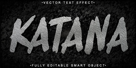 Silver Japan Katana Vector Fully Editable Smart Object Text Effect © HUMA
