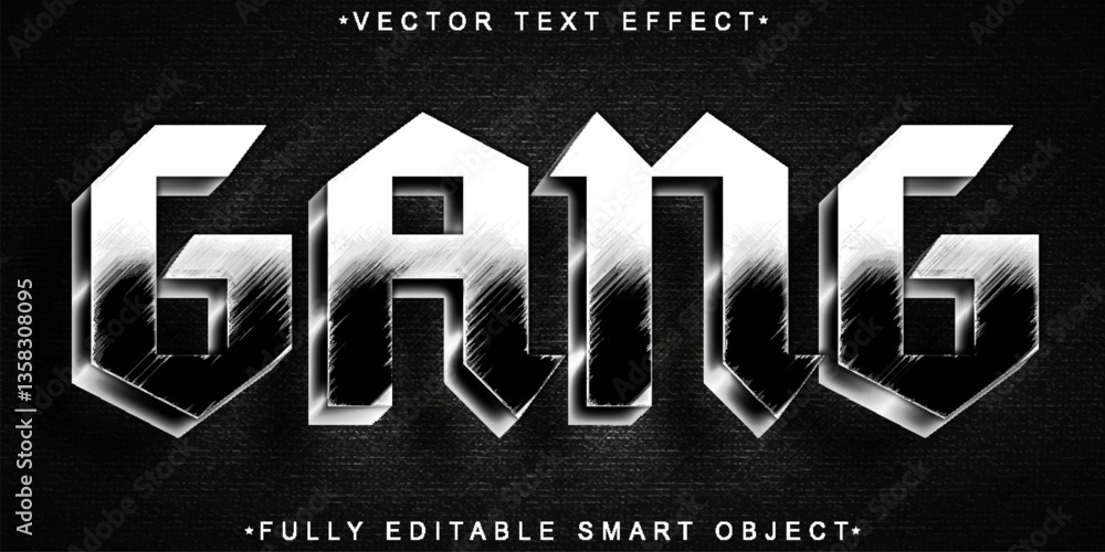 Aufkleber silver gang vector fully editable smart object text effect