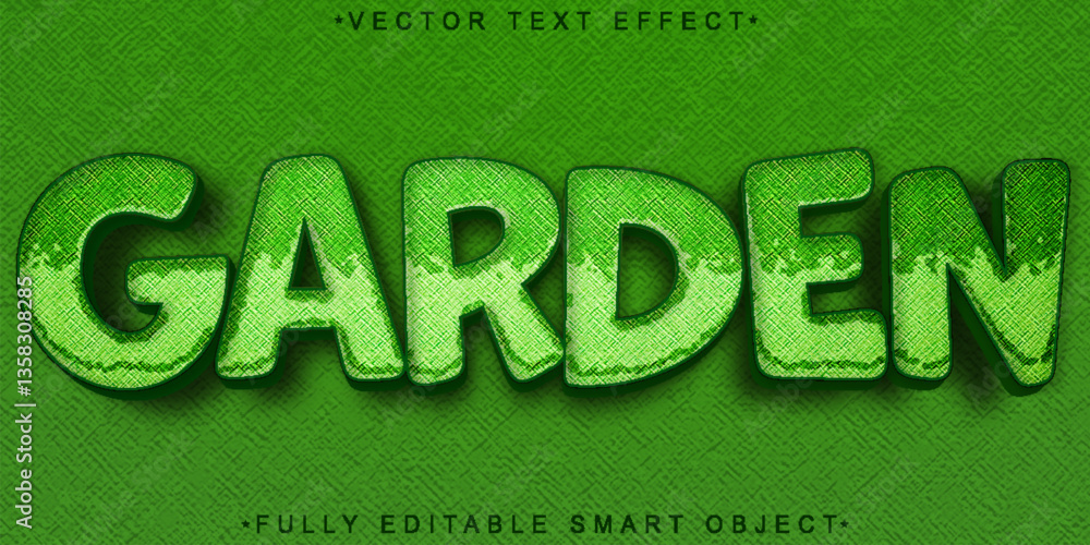 Poster green garden vector fully editable smart object text effect