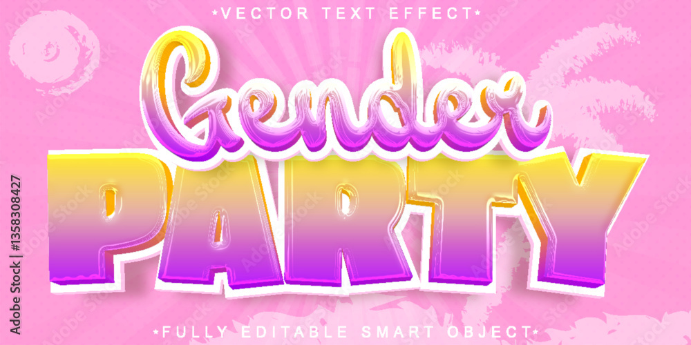Poster cartoon gener party vector fully editable smart object text effect