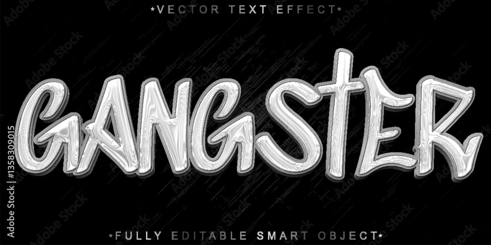 Aufkleber silver gangster vector fully editable smart object text effect