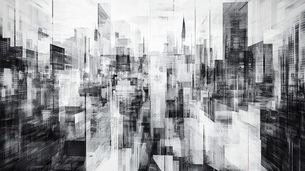 Art Cityscape View Buildings Fragmented Surreal Abstract