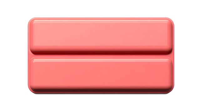 Isolated 3d Rendering Coral Rectangle Shape Button on Transparent Background