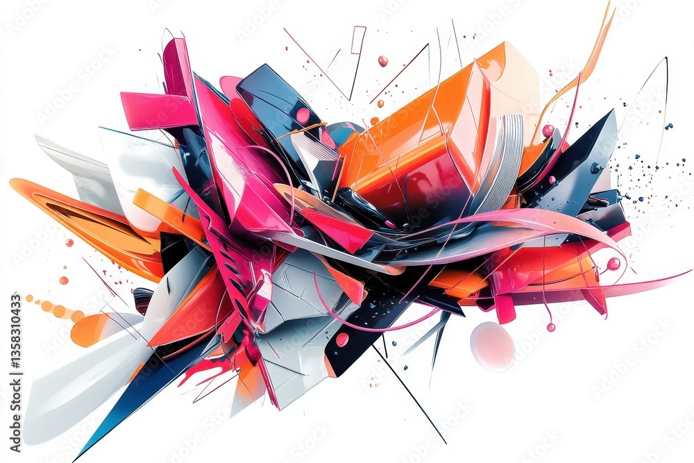 Aufkleber Colorful abstract art with dynamic shapes and textures creating a vivid visual experience in a contemporary design