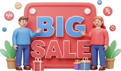 3D Animated Characters Announce a Big Sale Event with Gifts